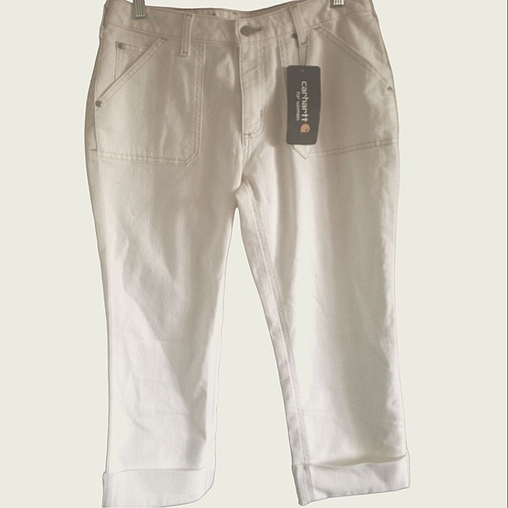 Carhartt Curvy Fit Crop Jean's Off White NWT SZ 10